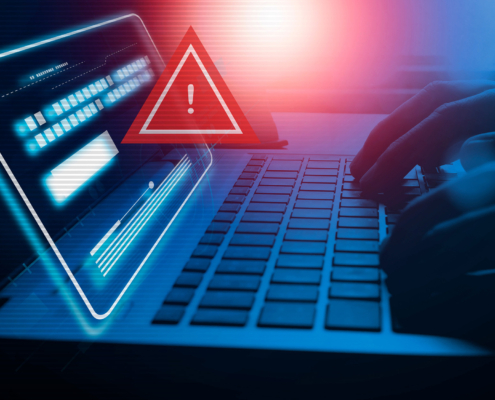 Malware attack virus alert graphic, malicious software infection