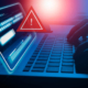 Malware attack virus alert graphic, malicious software infection