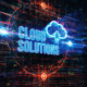 Dark background featuring a sign representing cloud solutions for SMEs.